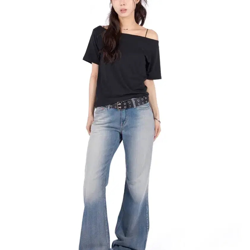 [BUNJANG] LitKim Point Washed Flare Jeans / 릿킴 POINT WASHED FLARE JEANS