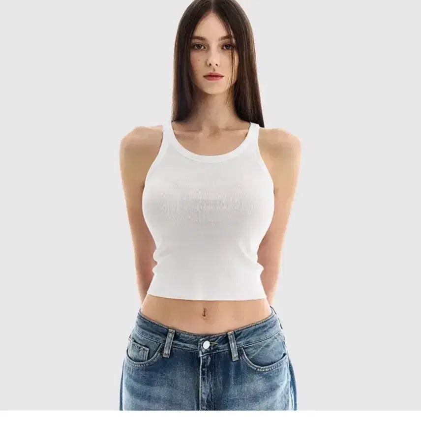 [BUNJANG] Vintage Style Sleeveless Crop Top Black / 구즈 빈티지나시크롭 블랙,아이 새상품
