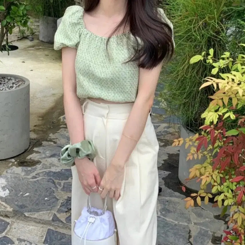 [BUNJANG] ONT Tweed Puff Blouse / 온트 트위드 퍼프 블라우스