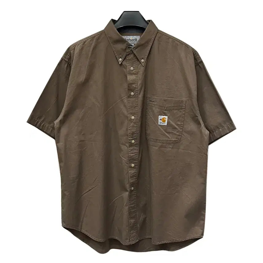 [BUNJANG] Carhartt Remake Brown Short Sleeve Work Shirt XL / 칼하트 리메이크 브라운 반팔 워크 셔츠 XL