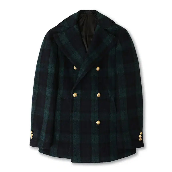 [BUNJANG] E'lento Ring Jacket Tartan Check Wool Double Pea Coat / 링자켓 [E'lento Ring Jacket] 타탄 체크 울 더블 피코트