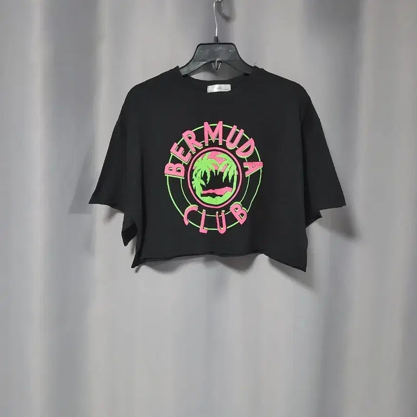 [BUNJANG] Fluorescent Lettering Crop Cotton T-Shirt / 형광 레터링 크롭 면티