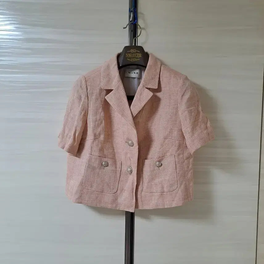 [BUNJANG] Mine Linen Blend Cropped Short Sleeve Jacket / 한섬 마인 린넨 블렌드 크롭 반팔 자켓