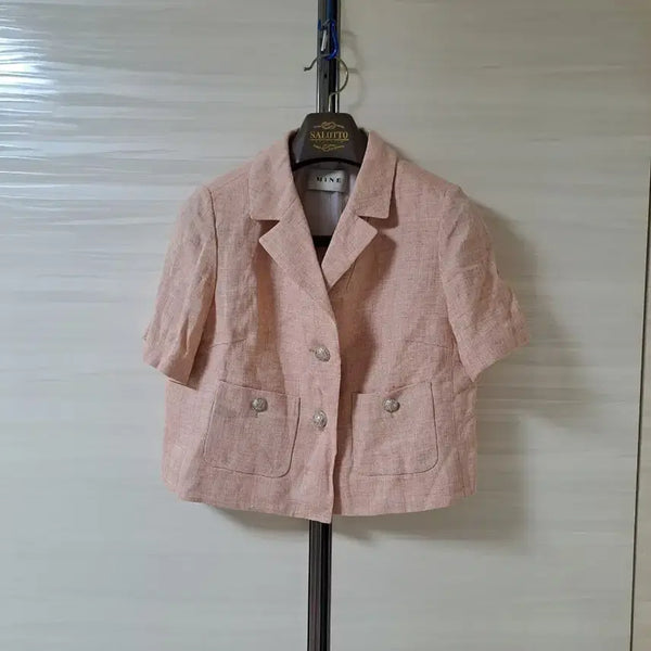 [BUNJANG] Mine Linen Blend Cropped Short Sleeve Jacket / 한섬 마인 린넨 블렌드 크롭 반팔 자켓