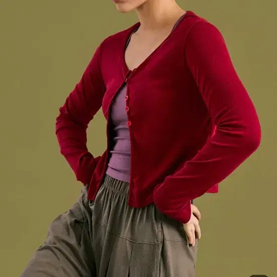 [BUNJANG] Dhyani Soft Tail Cardigan Red / (새상품) 디야니 소프트 테일 가디건 레드 요가복 발레복 필라테스