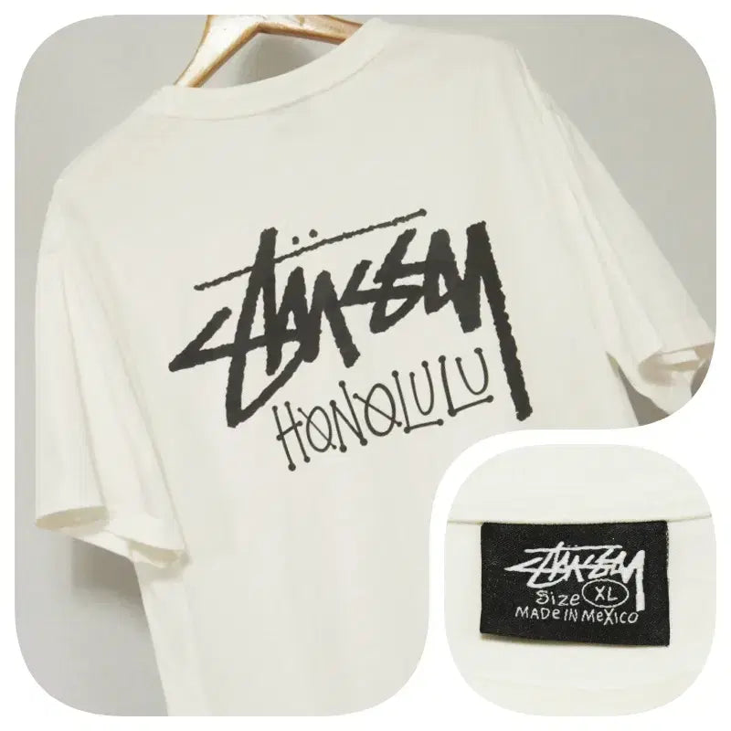 [BUNJANG] Stussy White Short Sleeve Round T-Shirt Men's 105 / 스투시 화이트 반팔 라운드 티셔츠 남성105