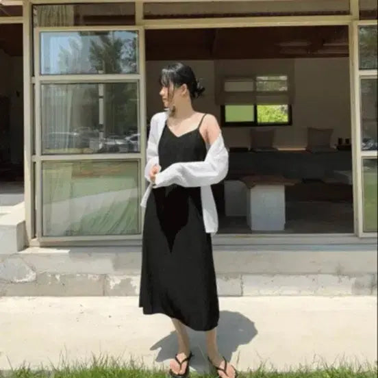 [BUNJANG] LikeYou Melona Wrinkle Yona Dress (Black) / 라이크유 메로나 링클 요나 원피스 (블랙)