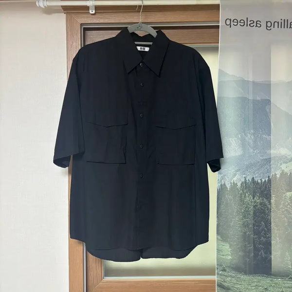 [BUNJANG] Uniqlo U 25SS Work Shirt Short Sleeve Black / [L] 유니클로U 25SS 워크셔츠 반팔 블랙 476245