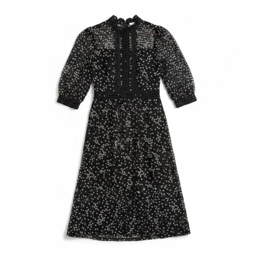 [BUNJANG] Women's Black Floral Lace Dress - Made in Korea / 여성F/ 국내제작 블랙 플로럴 레이스 원피스