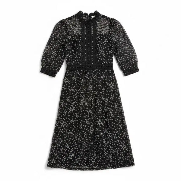 [BUNJANG] Women's Black Floral Lace Dress - Made in Korea / 여성F/ 국내제작 블랙 플로럴 레이스 원피스
