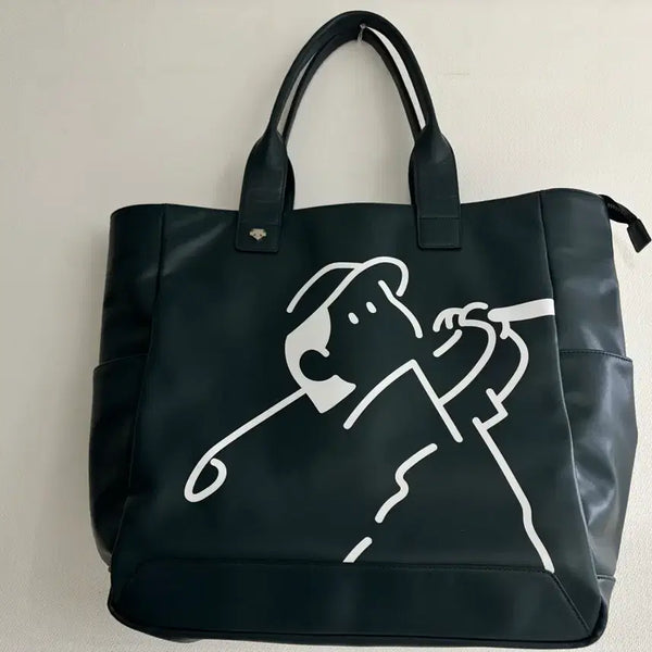 [BUNJANG] Descente Golf Mascot Print Tote Bag / 데상트 골프 토트백 짙은 녹색 마스코트 프린트