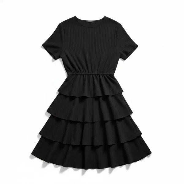 [BUNJANG] Women's Black Frill Ruffle Tiered Dress / 여성F/ 블랙 프릴 캉캉 원피스