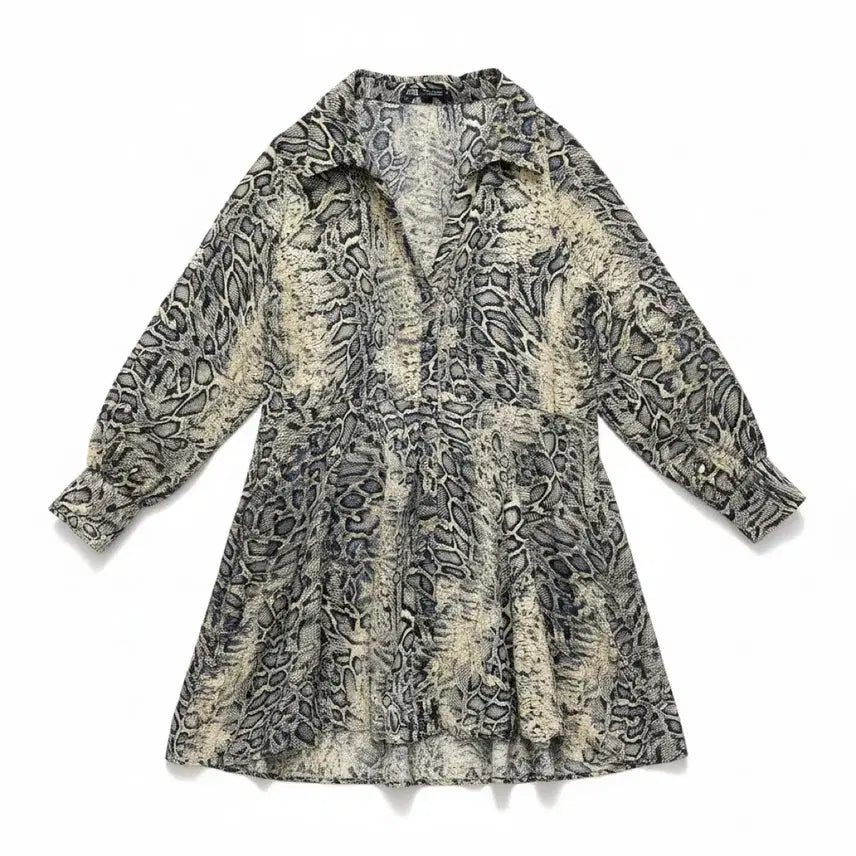 [BUNJANG] Zara Women's XL Snakeskin Pattern Shirt Dress / 여성XL/ 자라 뱀피 패턴 셔츠 원피스