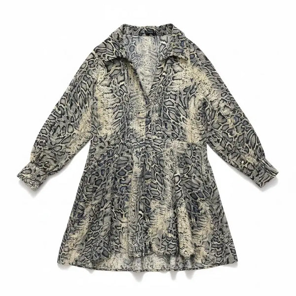 [BUNJANG] Zara Women's XL Snakeskin Pattern Shirt Dress / 여성XL/ 자라 뱀피 패턴 셔츠 원피스