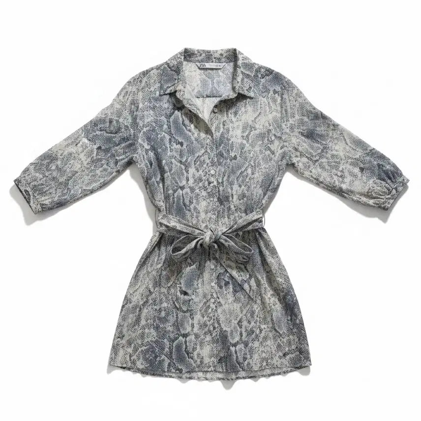 [BUNJANG] Zara Snake Pattern Shirt Dress / 자라 셔츠 원피스 뱀피 패턴