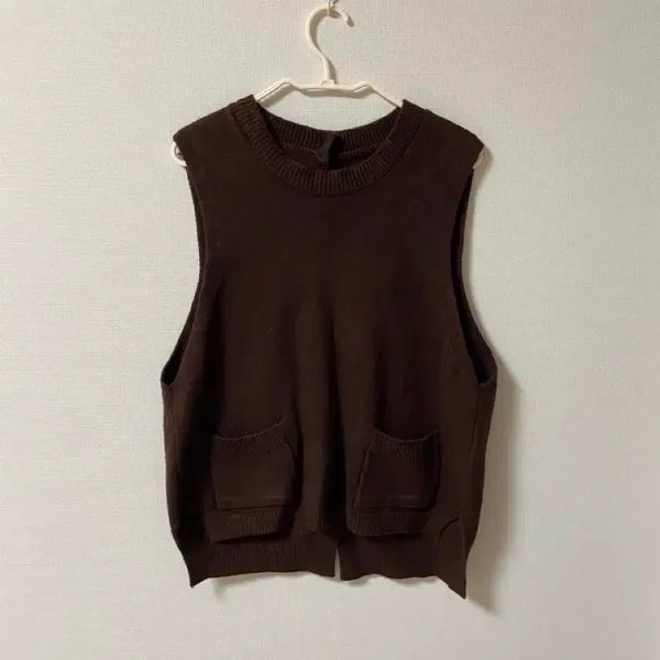 [BUNJANG] Vintage Mori Girl Houndstooth Point Button Vest / 빈티지 모리걸 하구미 포인트 니트 단추조끼