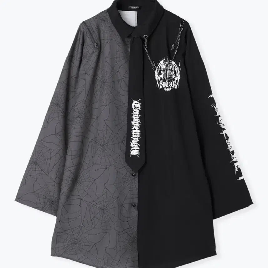 [BUNJANG] Noemie Black Shirt Blouse - Gothic Punk Style / 급전 이번주만) 노에미 블랙 셔츠 블라우스 중성계 지뢰계 고스룩 고스펑크