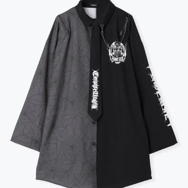 [BUNJANG] Noemie Black Shirt Blouse - Gothic Punk Style / 급전 이번주만) 노에미 블랙 셔츠 블라우스 중성계 지뢰계 고스룩 고스펑크