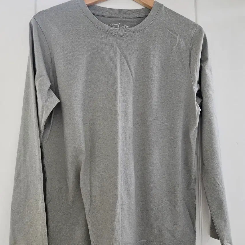 [BUNJANG] Muji Long Sleeve Basic T-Shirt Mint Khaki / 무인양품 muji 민트 카키 긴팔 무지티셔츠
