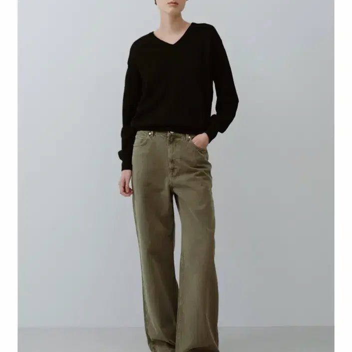 [BUNJANG] Blue Brick Dying Long Denim (Olive) / 블루브릭 다잉데님 Dying long denim (olive)