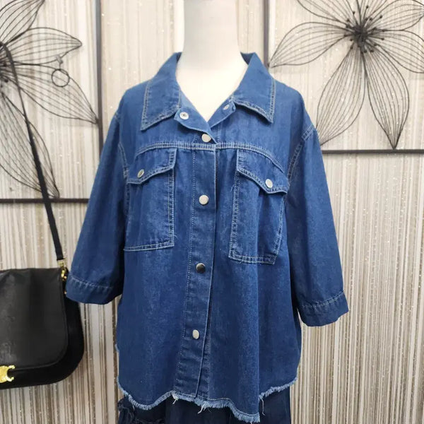 [BUNJANG] Vintage Snap Button Denim Jacket Shirt 2XL / 빈티지 똑딱단추형 데님 자켓 셔츠 2XL