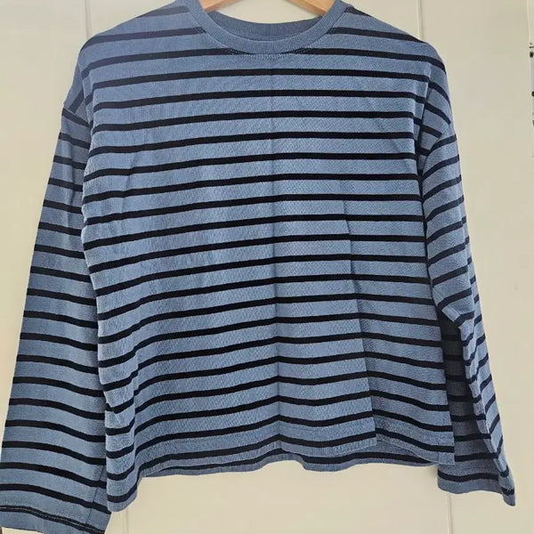 [BUNJANG] Zara Blue Stripe Long Sleeve T-Shirt / Zara 자라 블루 스트라이프 긴팔티셔츠