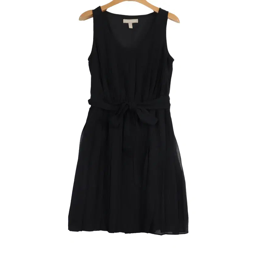 [BUNJANG] BANANA REPUBLIC Black Pleated Sleeveless Ribbon Dress 4P / BANANA REPUBLIC 원피스 4P 블랙 플리츠 민소매 리본 원피스