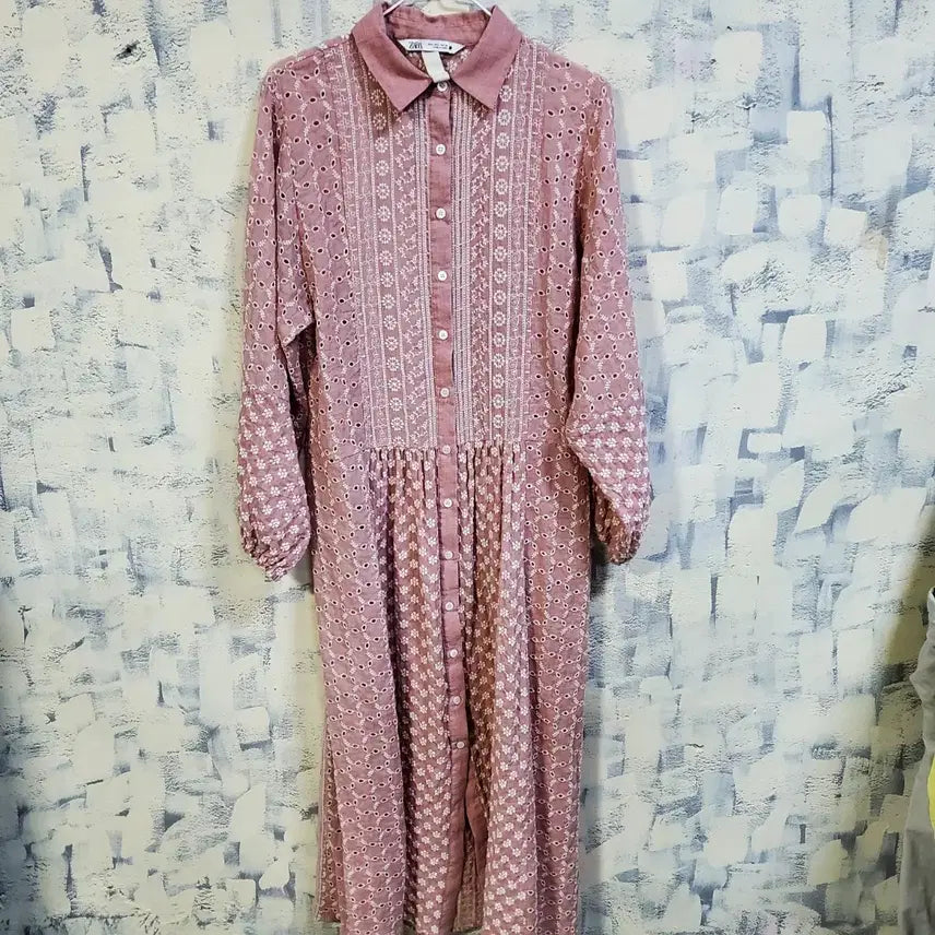 [BUNJANG] Zara Punching Long Shirt Dress L / 자라  펀칭 롱 원피스 셔츠 원피스 L