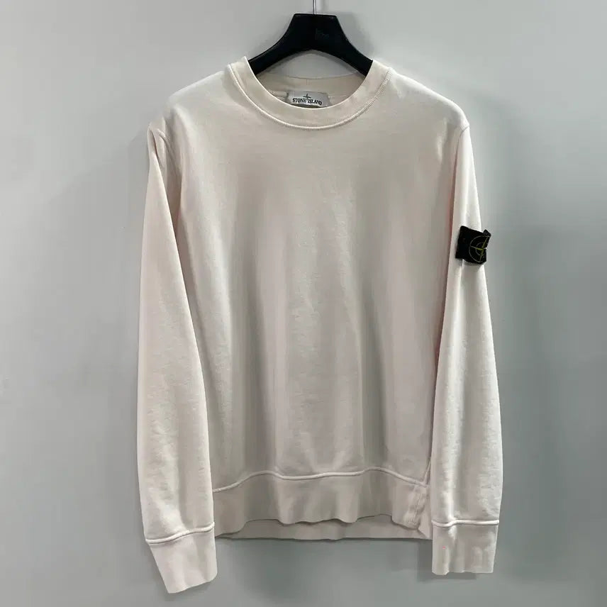 [BUNJANG] Stone Island Badge White Sweatshirt L / 스톤아일랜드 와펜 화이트 맨투맨 (on.808)