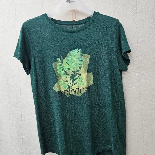 [BUNJANG] BCBG Botanical Print 100% Linen T-Shirt / BCBG  마100 티셔츠