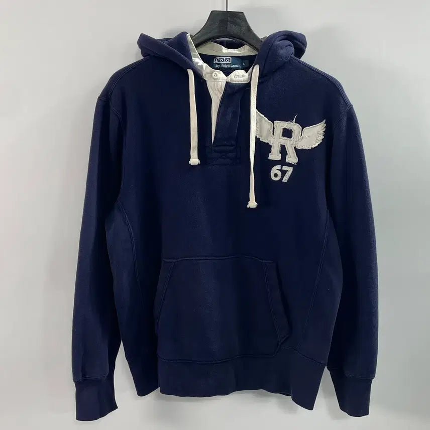 [BUNJANG] 90s Polo Ralph Lauren Wing Logo Rugby Hoodie / 90s 폴로 랄프로렌 윙 로고 럭비 후드티 (on.1035)