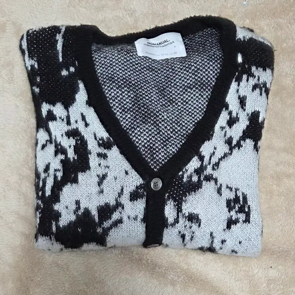 [BUNJANG] NOMANUAL Hairy Cardigan Black Pink / 노매뉴얼 헤어리 가디건 블랙 핑크