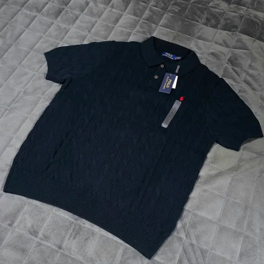 [BUNJANG] Polo Ralph Lauren Cable Knit Short Sleeve Polo Shirt XL / 폴로 랄프로렌 케이블 반팔 티셔츠 니트 카라티 XL 새제품