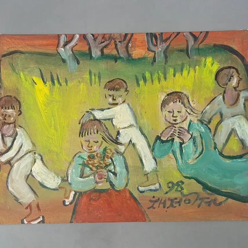 [BUNJANG] Chae Jeong-kwon (1931-2009) "Childhood Innocence" Gouache on Paper / 서양화 유화 부산 경남 1세대 작가 채정권 동심 종이에 유채