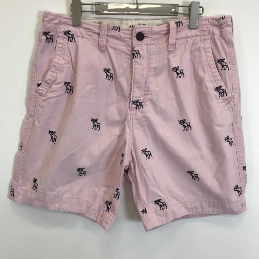 [BUNJANG] Abercrombie & Fitch Multi Logo Pink Shorts Size 34 / 아베크롬비 멀티로고 핑크 반바지 [34인치]