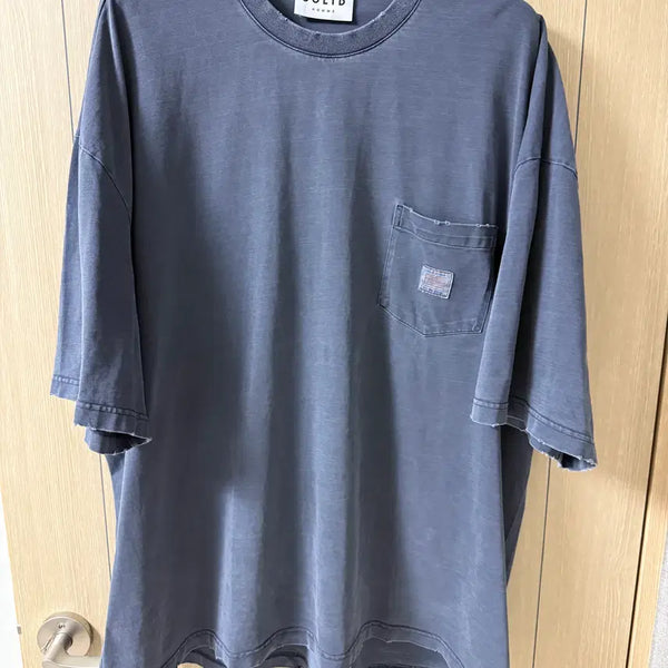 [BUNJANG] Solid Homme 25SS Garment Dyed Oversized Fit Damaged Short Sleeve T-Shirt Navy Size 52 / [52] 솔리드옴므 25SS 가먼트다잉 오버핏 데미지 반팔 네이비