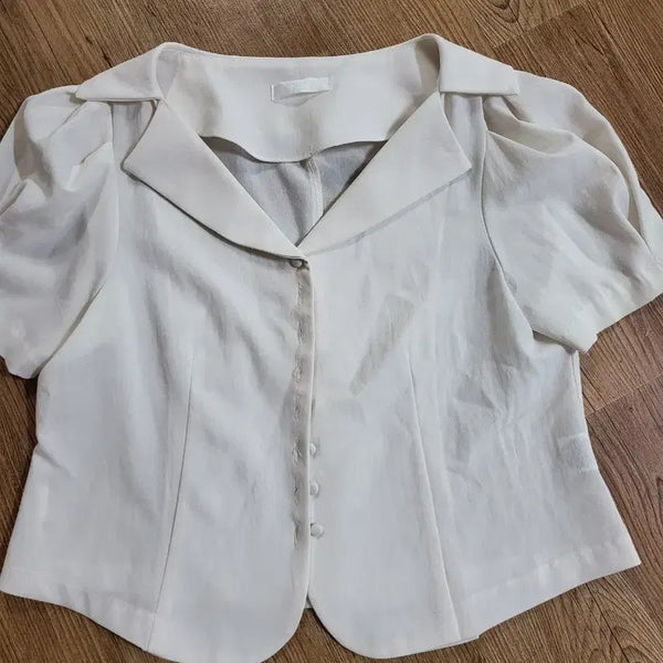 [BUNJANG] White Puff Sleeve Short Blouse - Free Size / 화이트 퍼프소매 숏 블라우스 프리사이즈 새제품