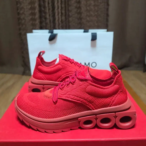 [BUNJANG] Salvatore Ferragamo NIMAKNIT Men's Red Knit Sneakers / [새상품]페라가모 남자 스니커즈 6.5/255
