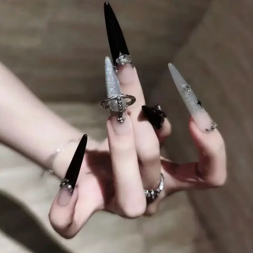 [BUNJANG] Rare High Score Gothic Lolita Nail Tips / 초 희귀 고스코어 네일팁  / 고스로리 지뢰계 얀데레 고스펑크 고딕