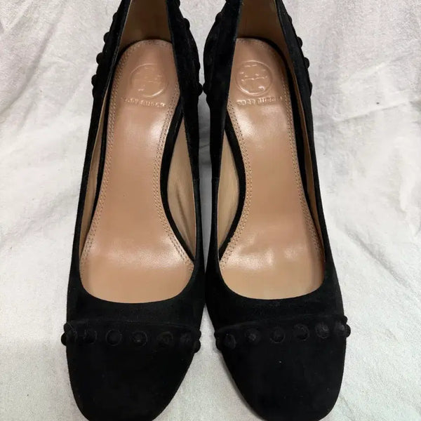 [BUNJANG] Tory Burch Black Suede Heels (Size 235) / 토리버치 블랙 스웨이드 힐 235