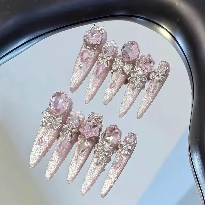 [BUNJANG] Handmade Hime Lolita Mamet Nail Tips Custom Order / 수제 히메 로리타 양산형 마멜 네일팁 주문제작