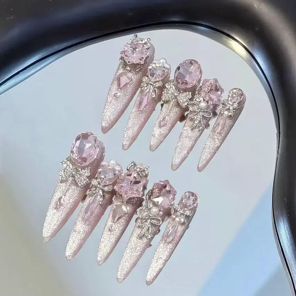 [BUNJANG] Handmade Hime Lolita Mamet Nail Tips Custom Order / 수제 히메 로리타 양산형 마멜 네일팁 주문제작
