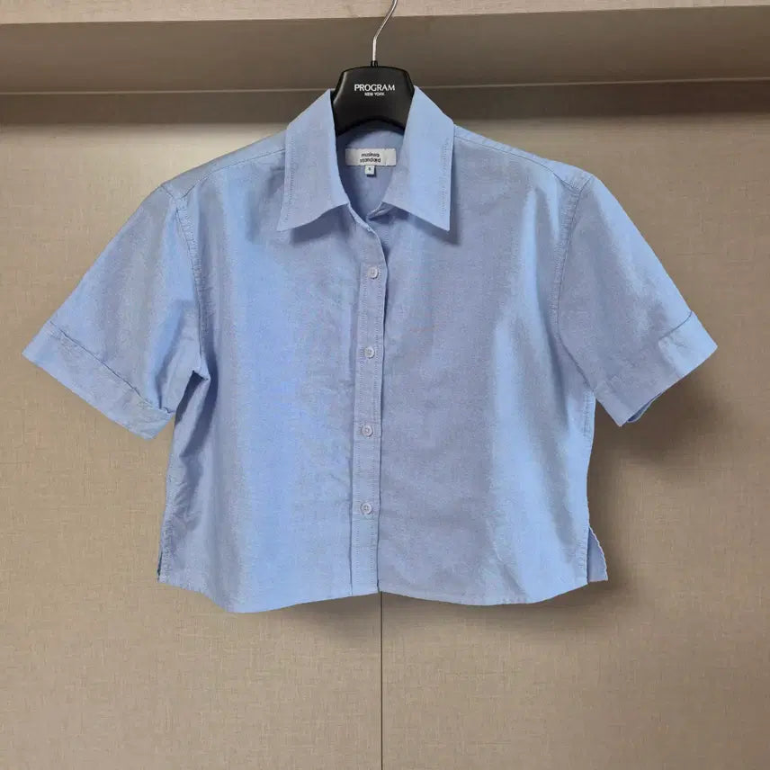 [BUNJANG] Musinsa Standard Women's Oxford Crop Short Sleeve Shirt / 90)무신사스탠드 여성 옥스포드 크롭 반팔 셔츠