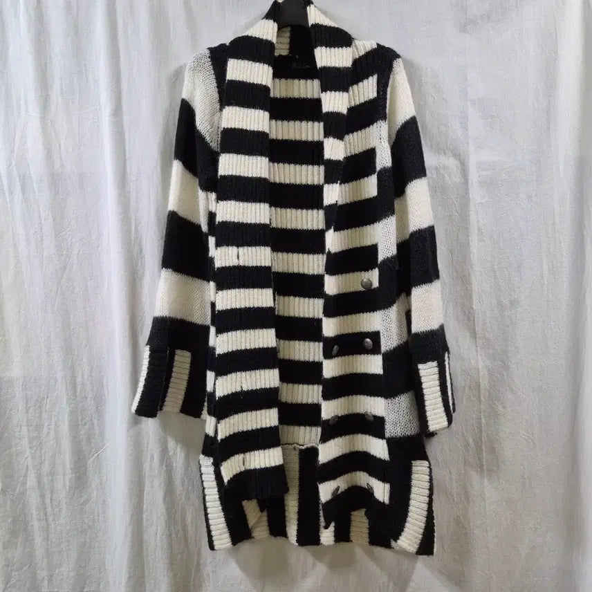 [BUNJANG] Vintage Striped Pattern Knit Long Cardigan / (23일까지 할인) 일본 구제 빈티지 스트라이프 패턴 니트 롱 가디건