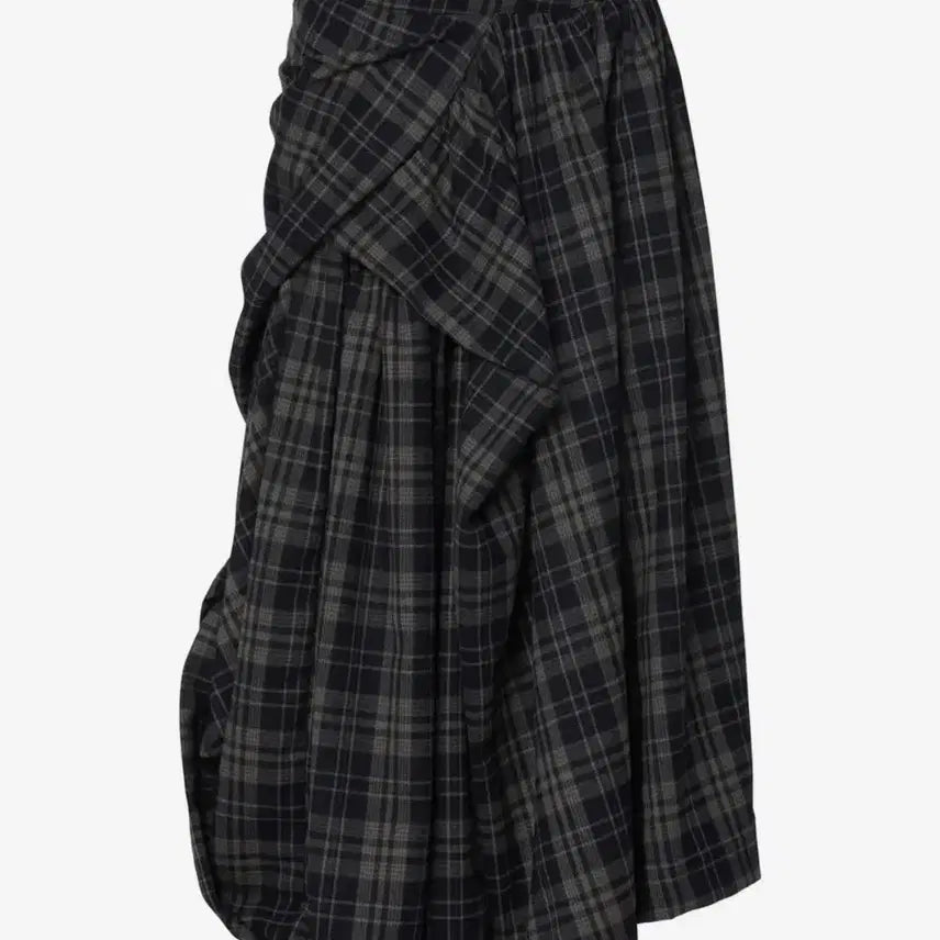 [BUNJANG] Flare Up Draped Layered Long Skirt / 플레어업 draped layered long skirt 체크 롱스커트