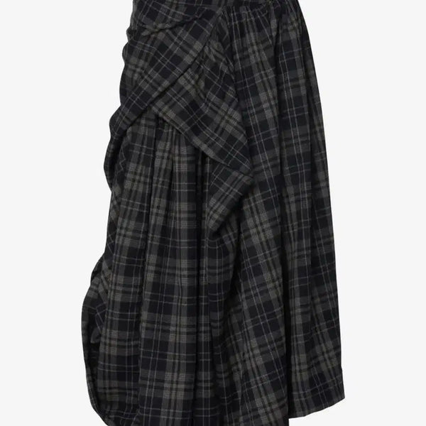 [BUNJANG] Flare Up Draped Layered Long Skirt / 플레어업 draped layered long skirt 체크 롱스커트