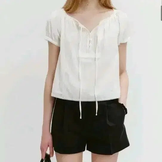 [BUNJANG] Dunst Ruffled String Blouse Off-White / (마지막 가격 옷장정리)던스트 블라우스
