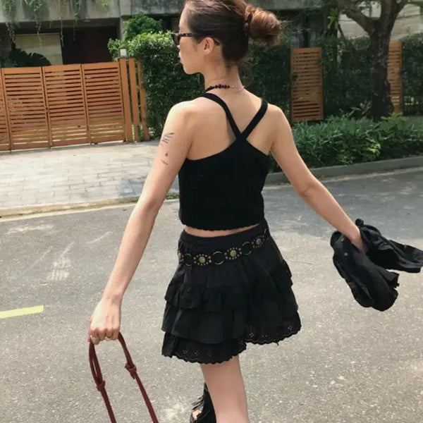 [BUNJANG] O'ne Puree Tiered Skirt Black / ( 새상품 ) 오네 퓨레 캉캉 스커트 블랙