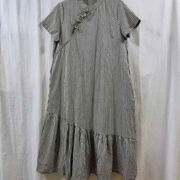 [BUNJANG] QUEENIS Check Frill Long Dress / (23일까지 할인) (새제품) QUEENIS 체크 프릴 롱 원피스