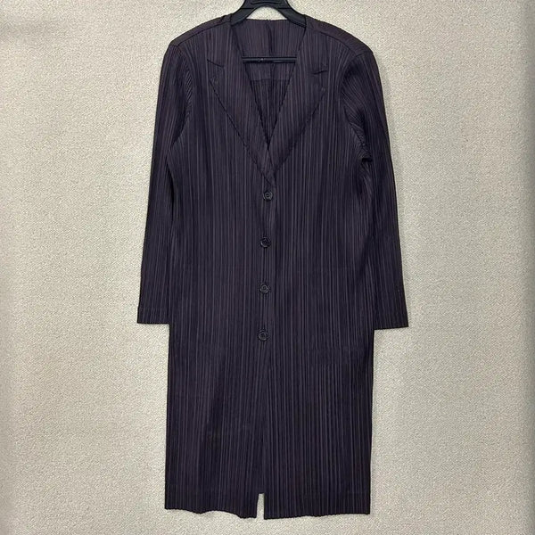 [BUNJANG] Issey Miyake Pleats Please Deep Purple Long Cardigan Jacket Size 4 / (4) 이세이미야케 플리츠플리즈 딥퍼플 롱 가디건 자켓